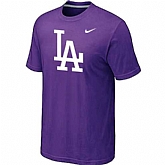 Men's Los Angeles Dodgers Fresh Logo Purple T-Shirt,baseball caps,new era cap wholesale,wholesale hats